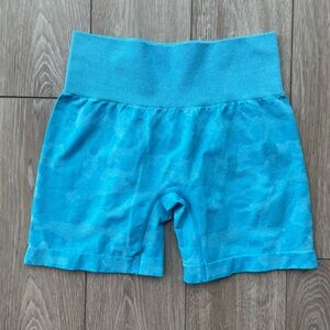 Blue Seamless Workout Shorts